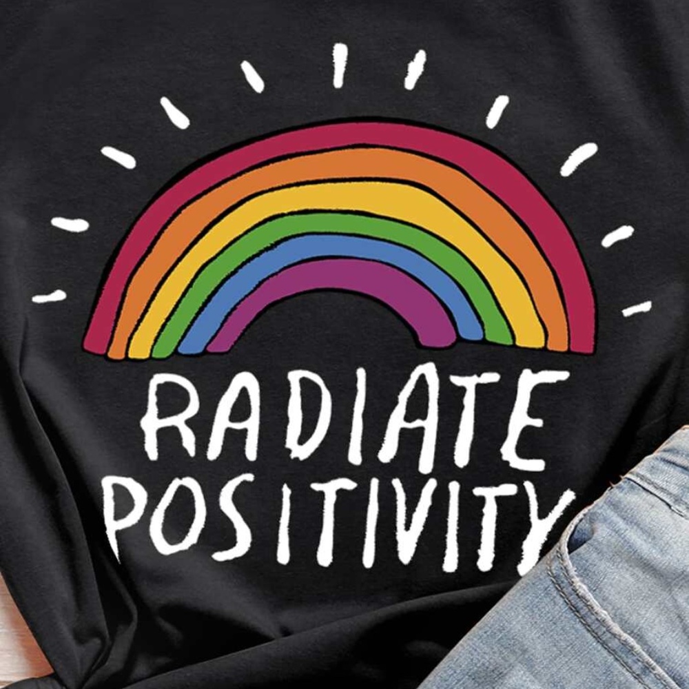 black rainbow Radiate Positivity graphic tee - Picture 3 of 5
